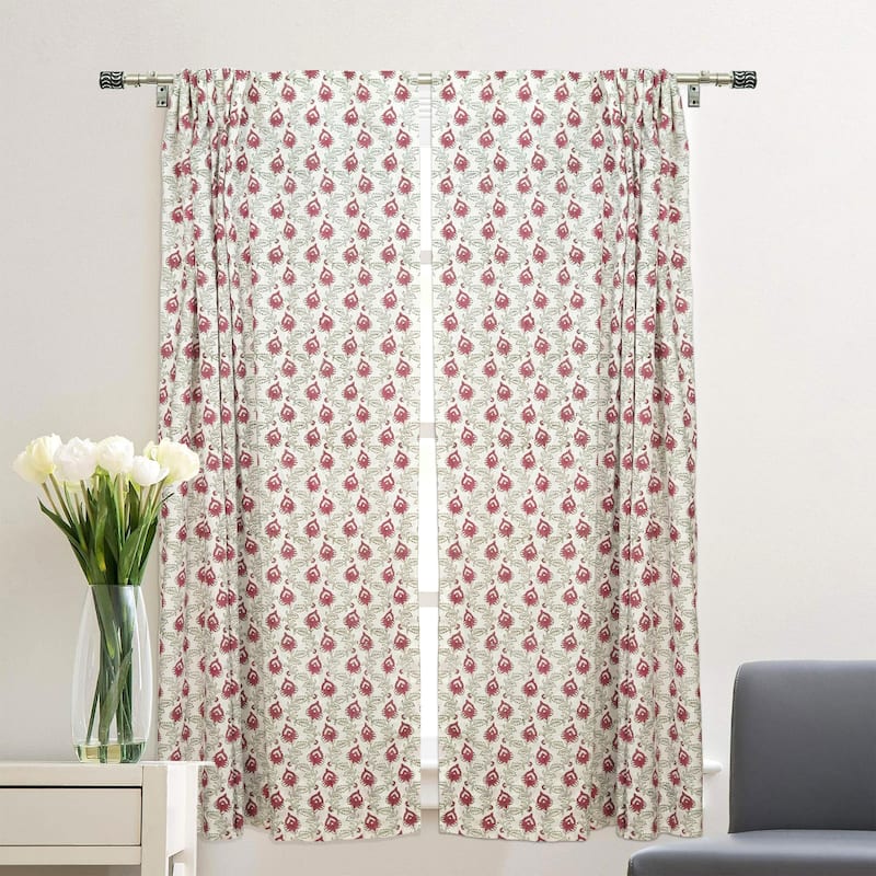 Fabdivine Handmade Block Print Viscose Linen Gift Home Decorative Accent Vintage Curtain or Drape