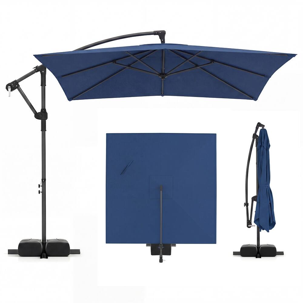 Gymax 8 x 8 FT Offset Cantilever Patio UmbrellaSquare Hanging Outdoor