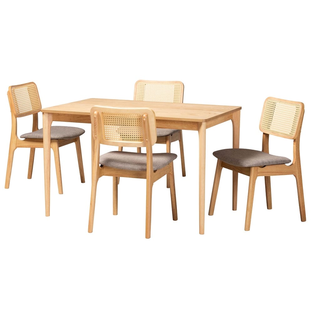 Dannon Mid-Century Modern Fabric and Finished Wood Dining Set