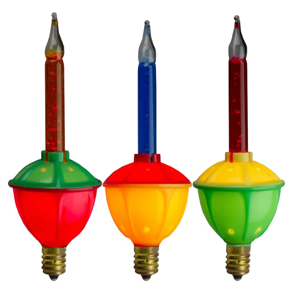 Pack of 3 Multi-Color C7 Retro Bubble Light Replacement Christmas Bulbs - 5.25"