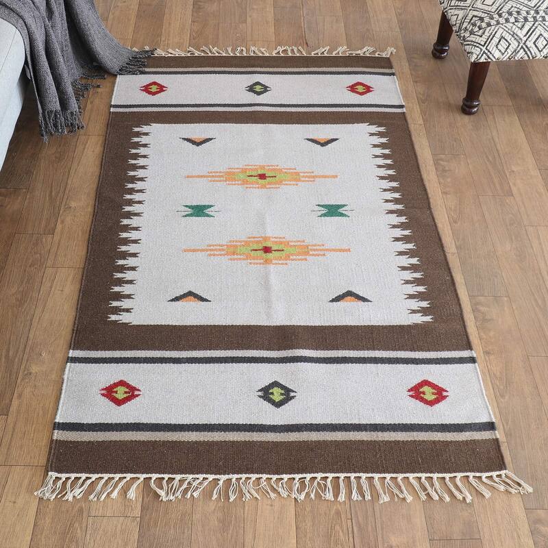 Novica Handmade Geometric Ceremony Wool Area Rug (3X5) - 2'3" x 12' Runner