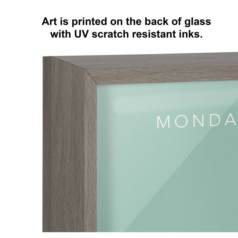 Kate and Laurel Blake This Week Teal Framed Printed Glass by The Creative Bunch Studio - 18x24