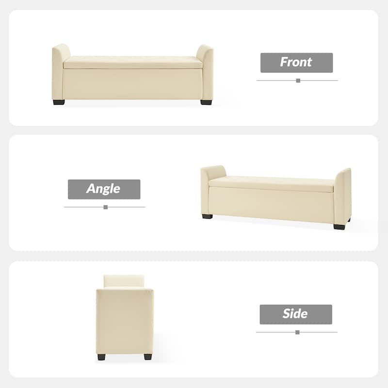 Laura Traditional 57.75"Wide Tufted Storage Bench by HULALA HOME