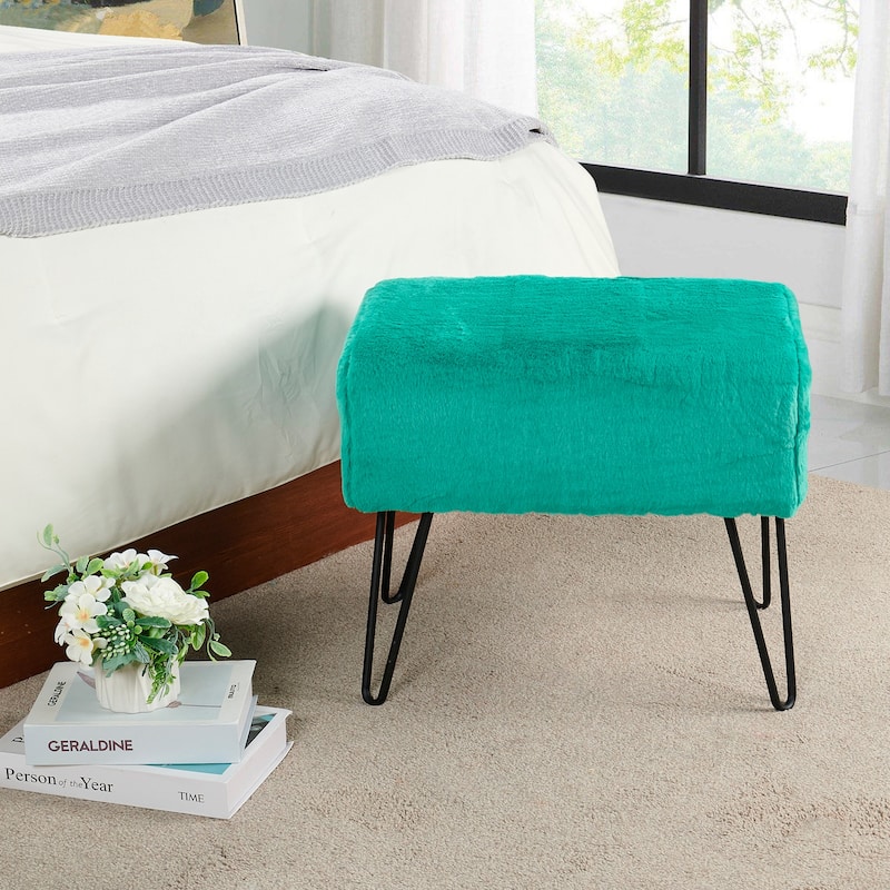 Serenta Solid Color Fauxfur Ottoman
