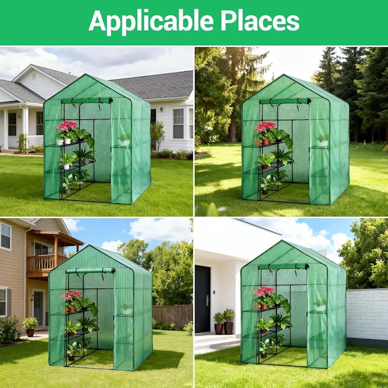 4.7x4.7 Ft Walk-in Greenhouse with 8 Shelves, Plant Tent