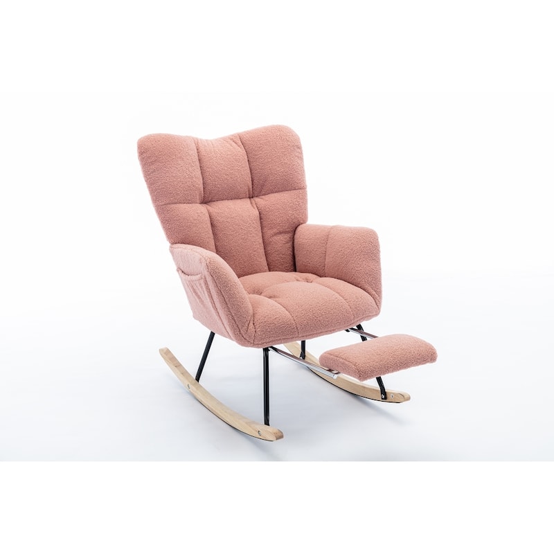 Fabric Rocking Chair With Adjustable Footrest