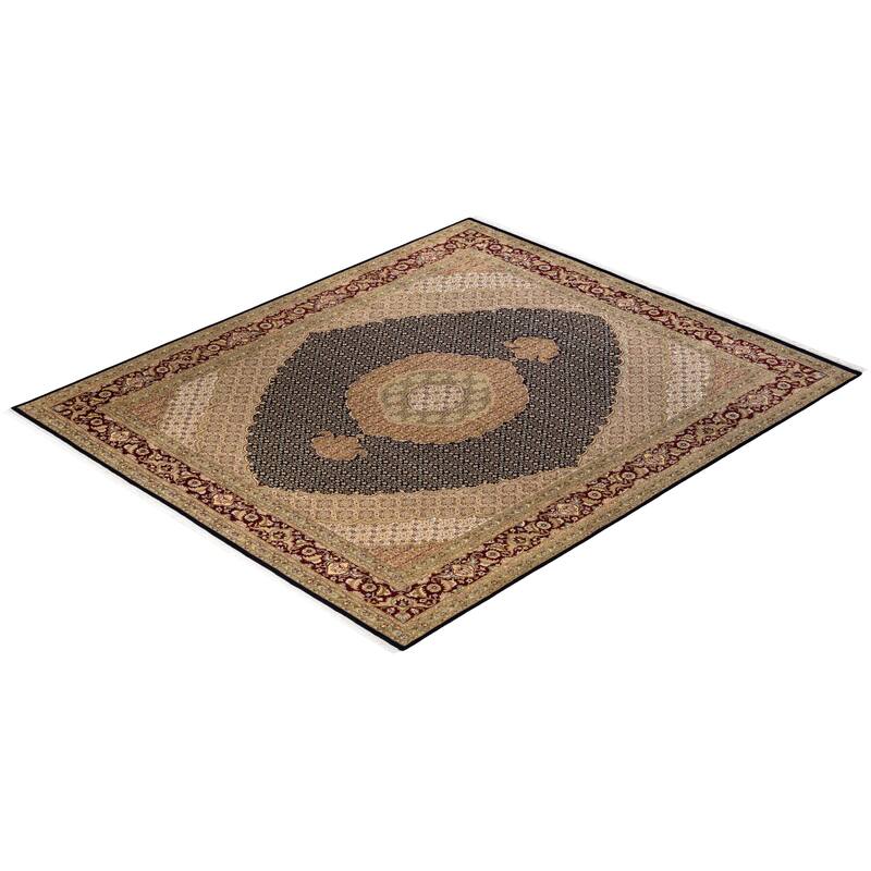 Overton Hand Knotted Wool Vintage Inspired Traditional Mogul Black Area Rug - 8 x 10