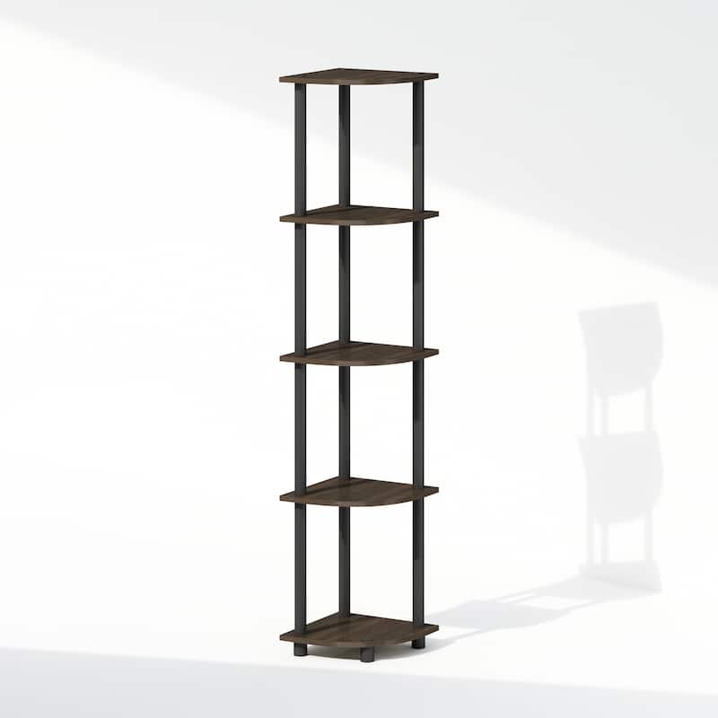 5 Tiers Wood Household Shelving Unit in Dark Brown/Black (11.6 in. W x 57.7 in. H x 11.6 in. D)
