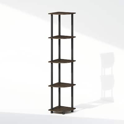 5 Tiers Wood Household Shelving Unit in Dark Brown/Black (11.6 in. W x 57.7 in. H x 11.6 in. D)
