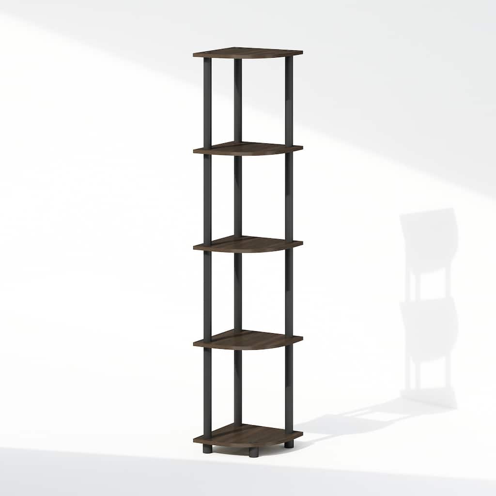 5 Tiers Wood Household Shelving Unit in Dark Brown/Black (11.6 in. W x 57.7 in. H x 11.6 in. D)