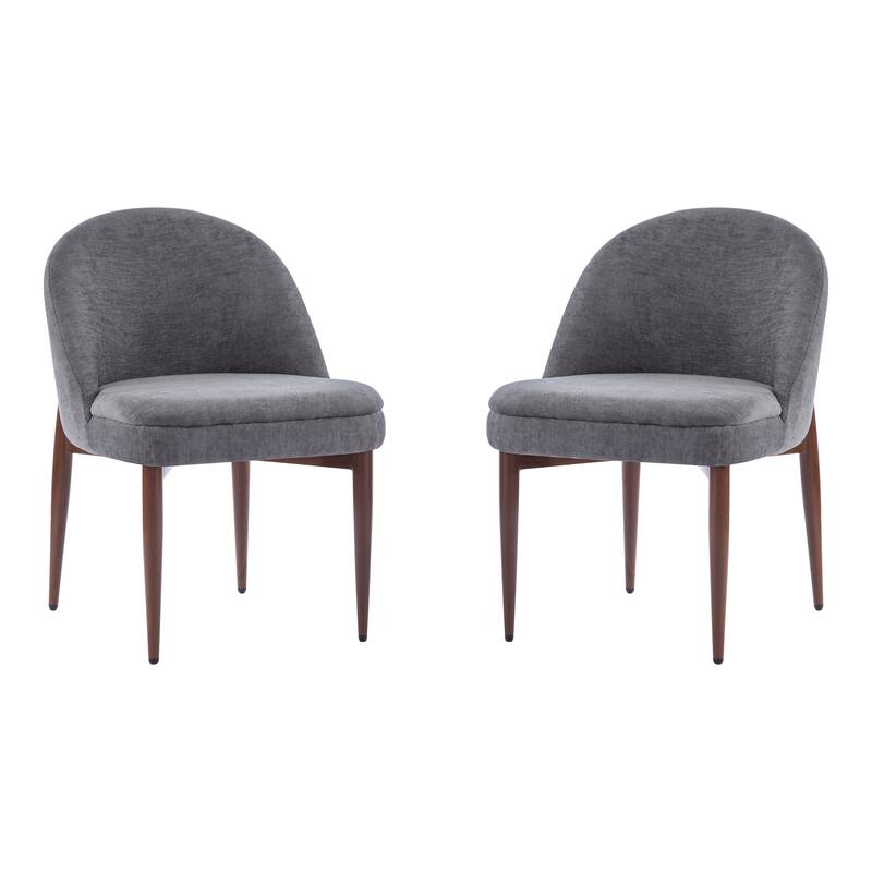 Roomfitters Modern Fabric Upholstered Dining Chair with Iron Legs, Comfortable Padded Accent Seating for Home Dining, Grey