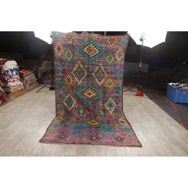 Antique Tribal Moroccan Oriental Wool Area Rug Handmade Foyer Carpet - 5'0" x 9'1"
