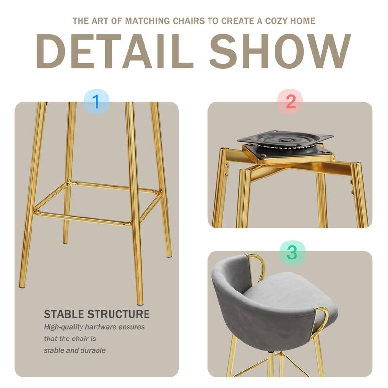 30 Inch Dining Chairs Set Of 4 Modern Style 360°Swivel Bar Chairs With Simple Design