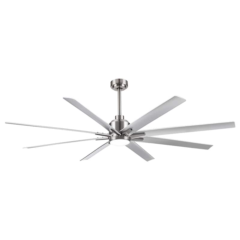 YUHAO 84 In. Indoor/Outdoor Modern Industrial Large Windmill Aluminum Blade Ceiling Fans With Lights, Quiet DC Motor and Remote