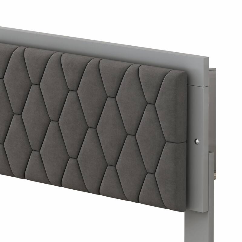 Queen Size Upholstered Bed with LED Lights, Modern Velvet Platform Bed