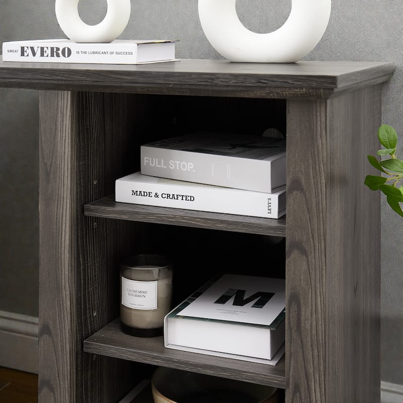 58 Inch Mantel Stone TV Stand for TVs up to 65 Inch, Media Console with Faux Stacked Stone Surround and Open Storage