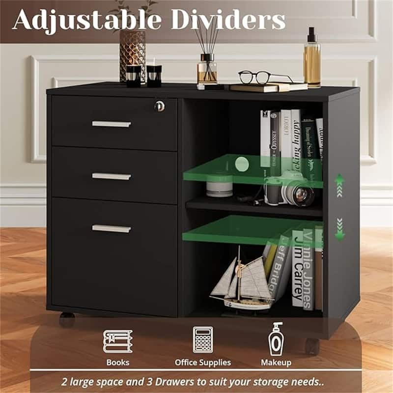 Wood Filing Cabinet - 15.75"D x 31.69"W x 26.29"H