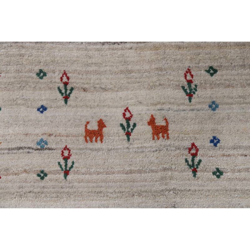 Hand Knotted Oriental 100% Wool Carpet Tribal Tribal Beige & Ivories Gabbeh Area Rug - 9' 11'' X 8' 0''