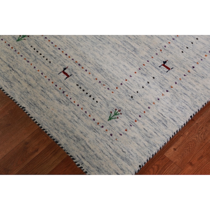 Tribal Gabbeh Indian Area Rug Handmade Wool Carpet - 5'2" x 7'10"