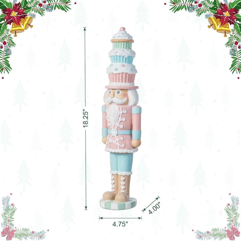 Glitzhome 18.25"H Resin Christmas Cupcake Nutcracker Table Decor