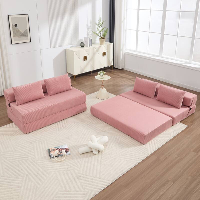 Rossetta Contemporary Square Space-Adaptive Foldable Design Corduroy Lasting Comfort Sofa, Easy to Assembly and Store