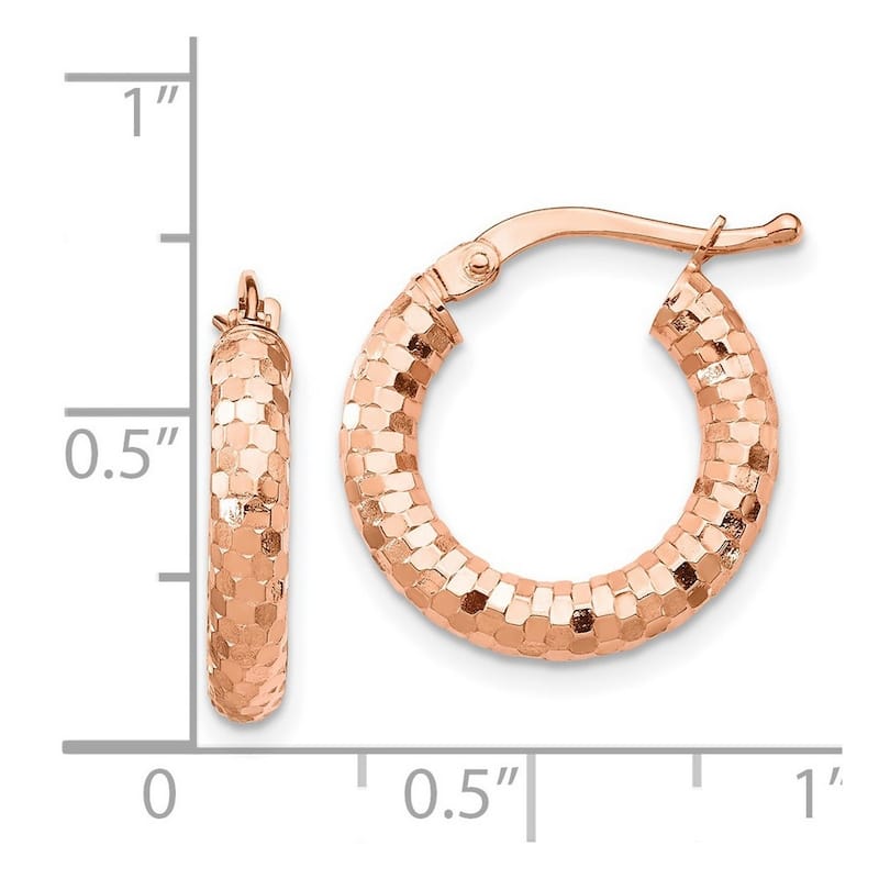 Curata 14k Rose Gold Sparkle Cut Hoop Earrings - 10x10mm