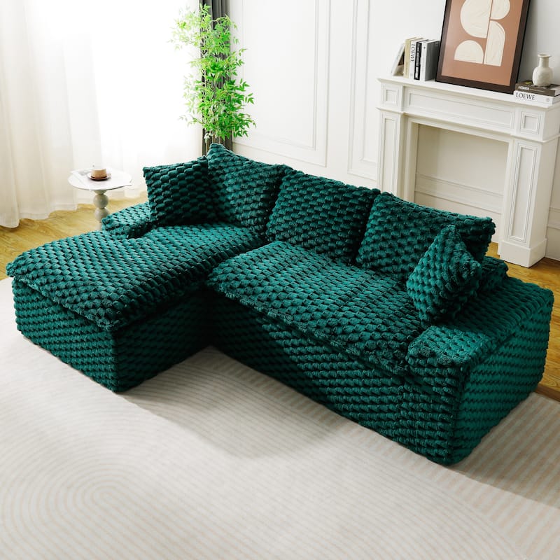Modular Chaise Lounge Couch Convertible Multi Shape Sectional Sofa - Green