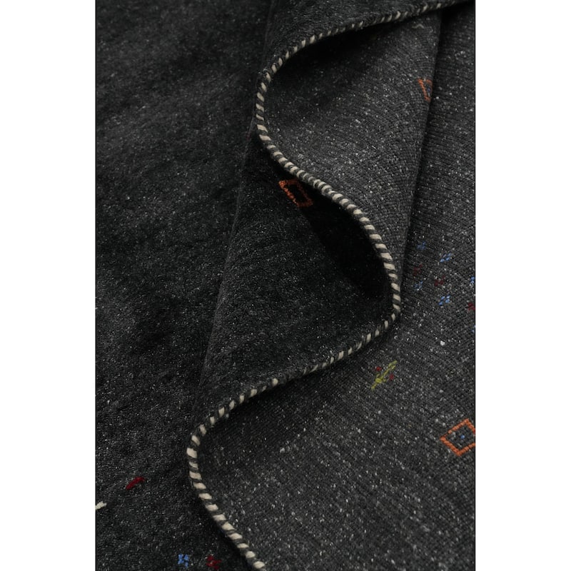 Hand Knotted Oriental 100% Wool Carpet Tribal Animal Pictorial Greys & Charcoal Gabbeh Area Rug - 8' 0'' X 7' 10''