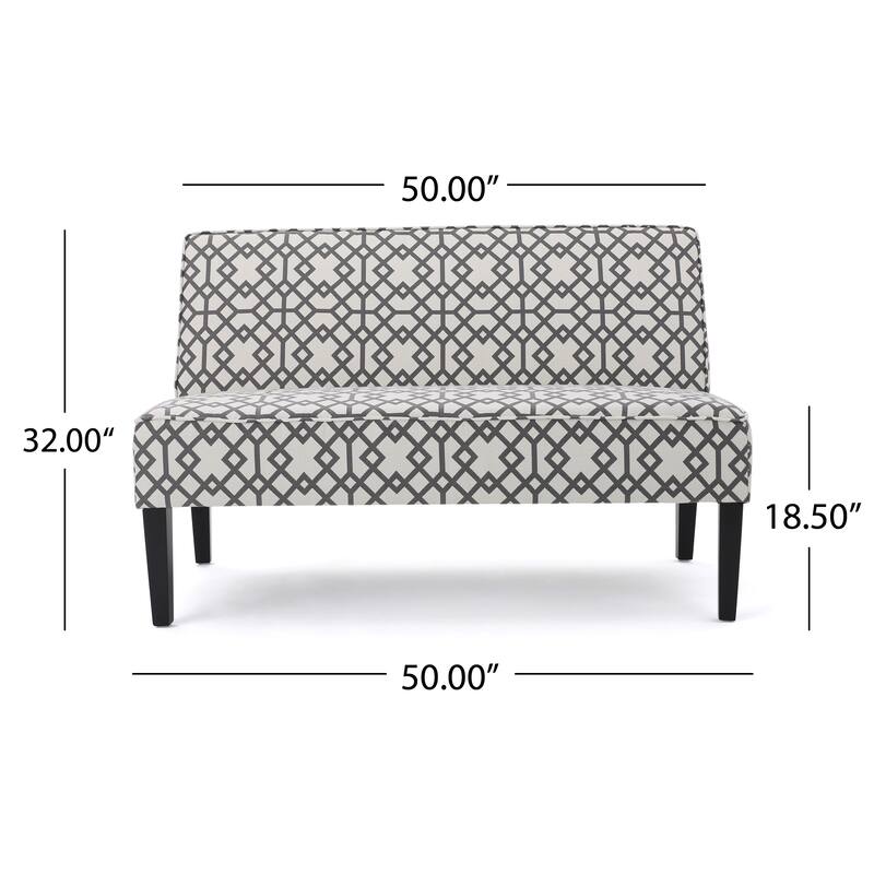 Grey Upholstered Loveseat 2-Seater Sofa Couch with Wood Legs, Unique Padded Settee Couch for Living Room