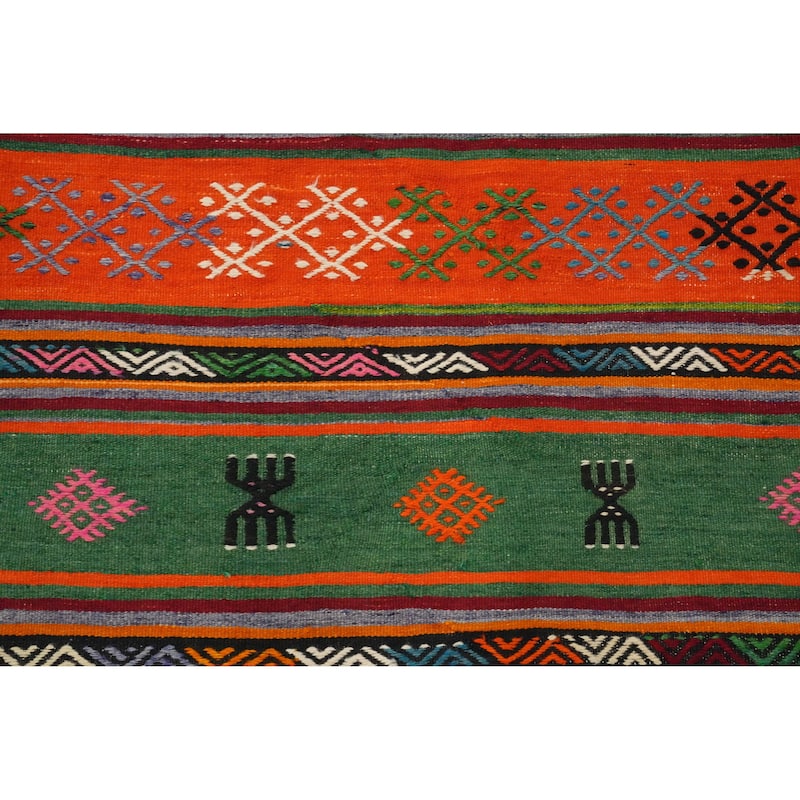 Hand Woven Oriental 100% Wool Carpet Southwestern Tribal Multi-Colored Kilim Area Rug - 8' 8'' X 5' 4''