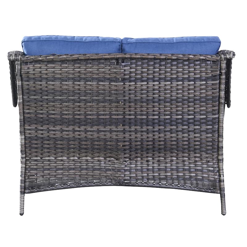 Gymojoy Outdoor Wicker Loveseat Sofa with Cushion Patio Rattan Sofa