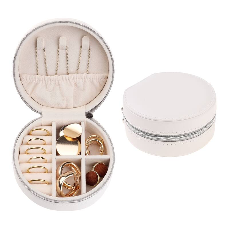 Travel Jewelry Box, Small Portable PU Leather Jewelry Organizer Case Storage Display Holder - 10x10x5.5cm