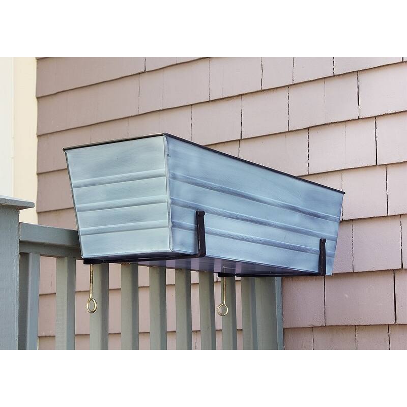Achla Designs Medium Galvanized Steel Flower Box Planter, 24 Inch Wide