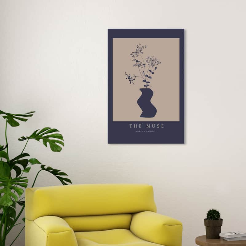 Wynwood Studio Canvas Floral and Botanical The Muse Poster Black and Taupe Modern & Contemporary Wall Art Canvas Print - 30 x 20