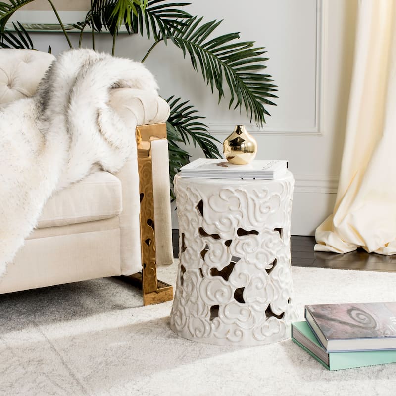 SAFAVIEH Sajmira Cloud Ceramic Decorative Garden Stool