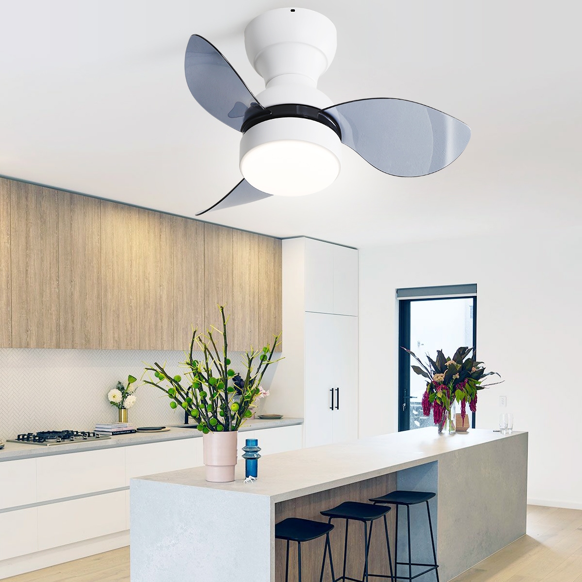 Flush mount kitchen ceiling sale fans with lights