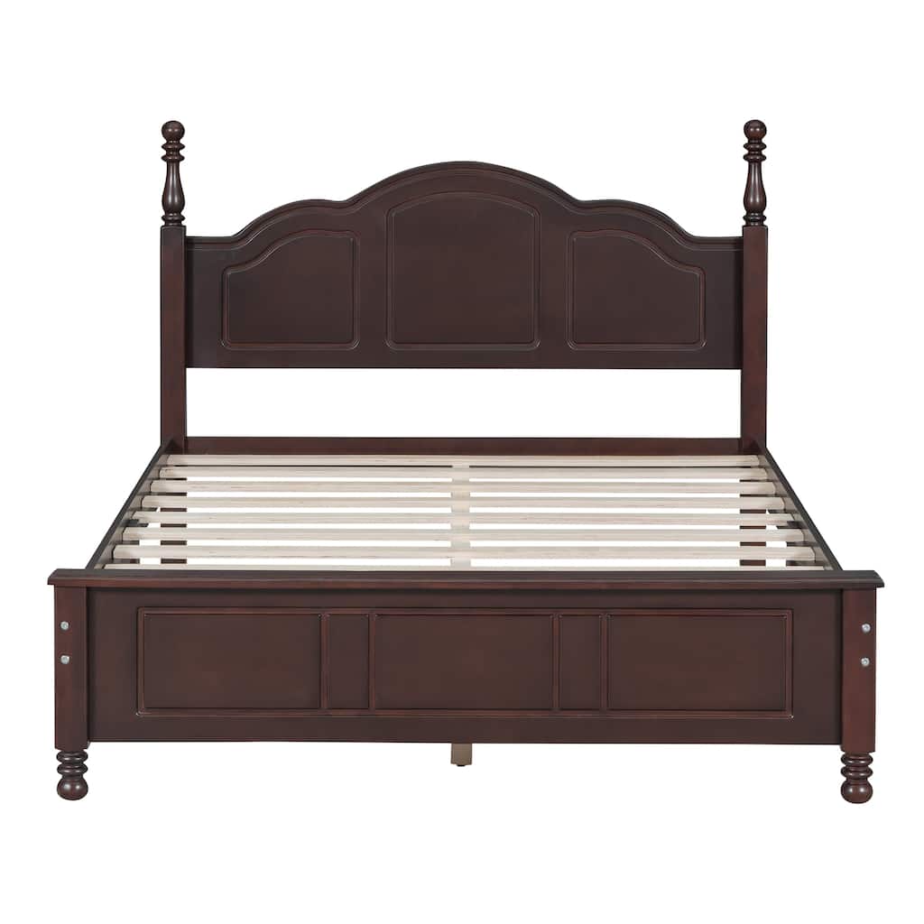 Retro Platform Bed with Wooden Slat Support