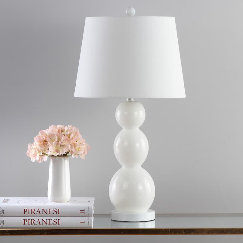 SAFAVIEH Lighting Natasha 28-inch Three Sphere Glass White Table Lamp (Set of 2) - 14"x14"x26.5" - 14Wx14Dx27H