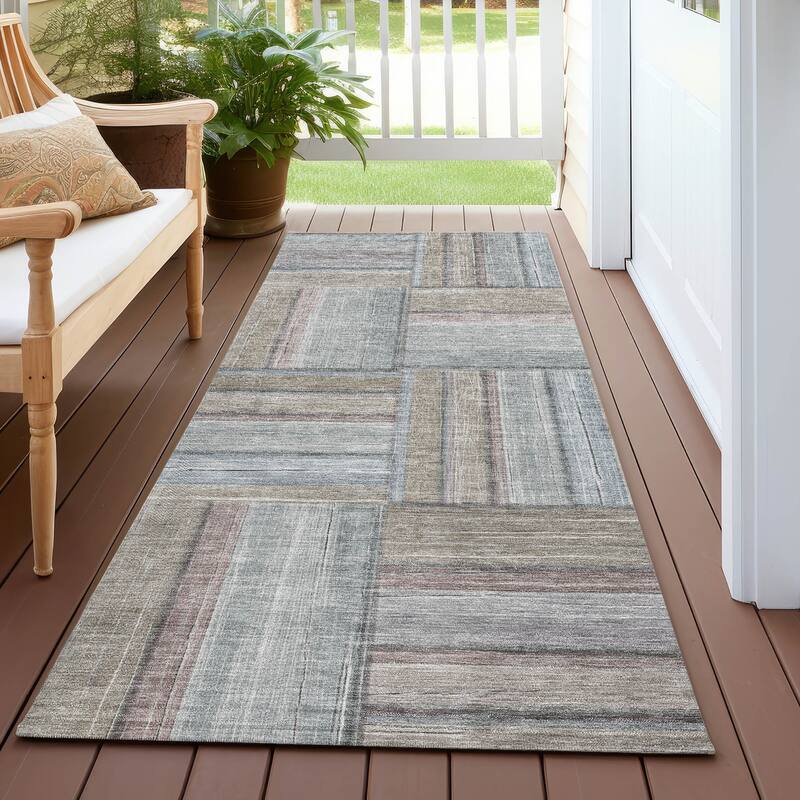 Machine Washable Indoor/ Outdoor Modern Weave Chantille Rug - Taupe - 2'3" x 7'6"