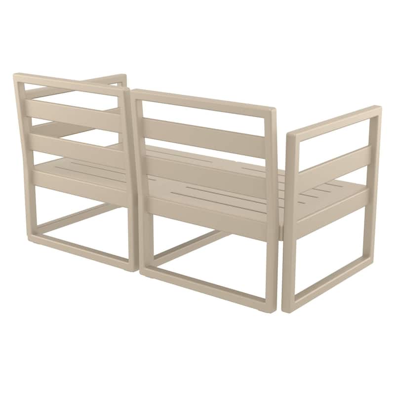 55" Taupe Brown Outdoor Patio Loveseat with Sunbrella Cushion