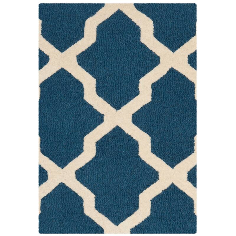 SAFAVIEH Handmade Cambridge Eirny Moroccan Trellis Wool Rug - 2' x 3' - Navy Blue/Ivory