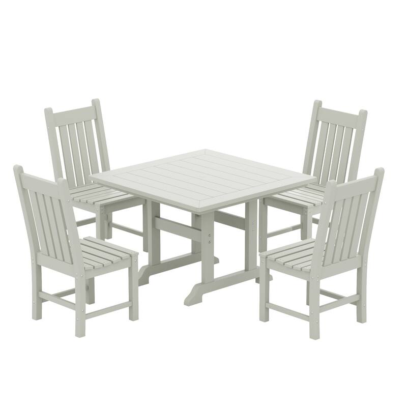 Laguna Hdpe All Weather Outdoor Patio Dining Set with Square Table, Armless Chairs (5-Piece Set)