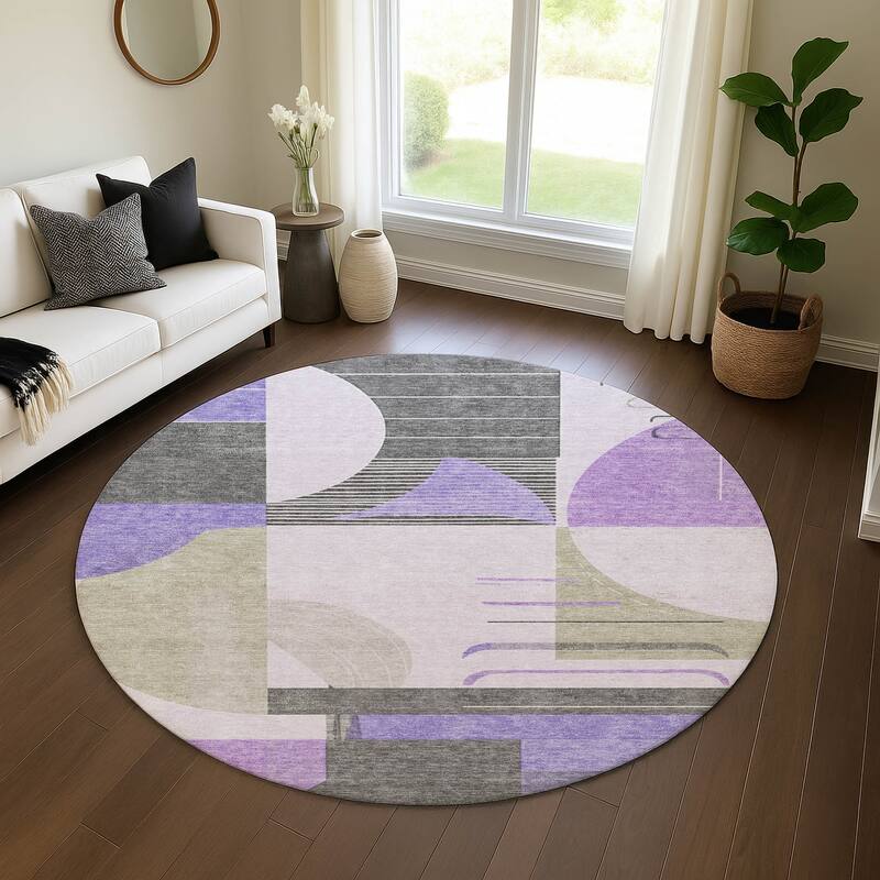Premium Washable Super Soft Contemporary Mayfield Rug - Lavender - 8' x 8'