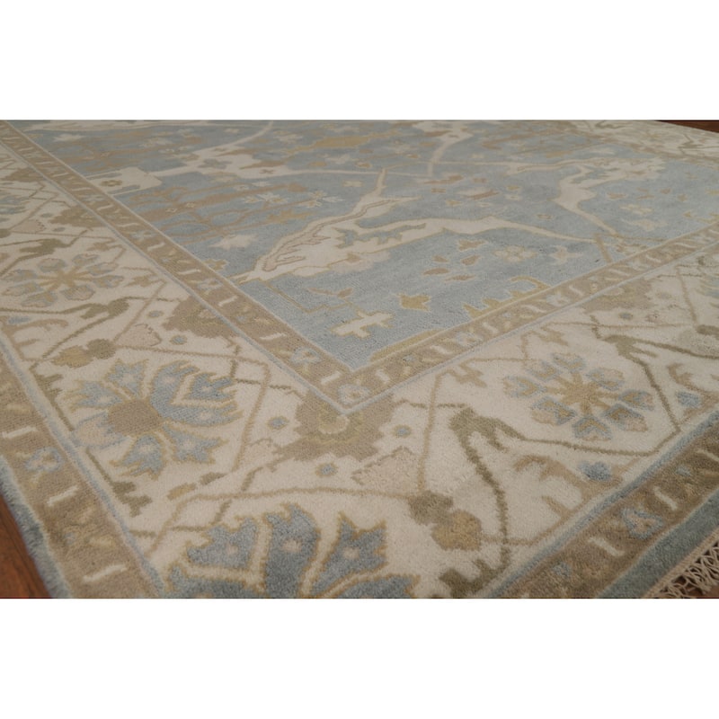 Floral Oushak Indian Area Rug Hand-Knotted Oriental Wool Carpet - 8'0" x 10'2"