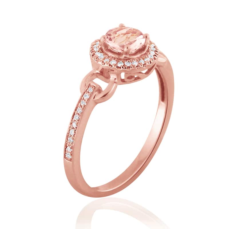Auriya 1/2ct Morganite Gemstone and 1/8ctw Diamond Engagement Ring 10-karat Rose Gold