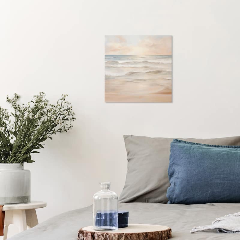 Wynwood Studio Canvas Nature and Landscape Soft wet sand Brown and Tan Nautical & Coastal Wall Art Canvas Print - 12 x 12