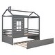 preview thumbnail 14 of 25, Twin House Bed with Trundle & Guardrail