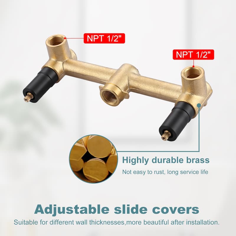 WOWOW Modern Cross-Style Dual-Handle Wall-Mounted Bathtub Faucet