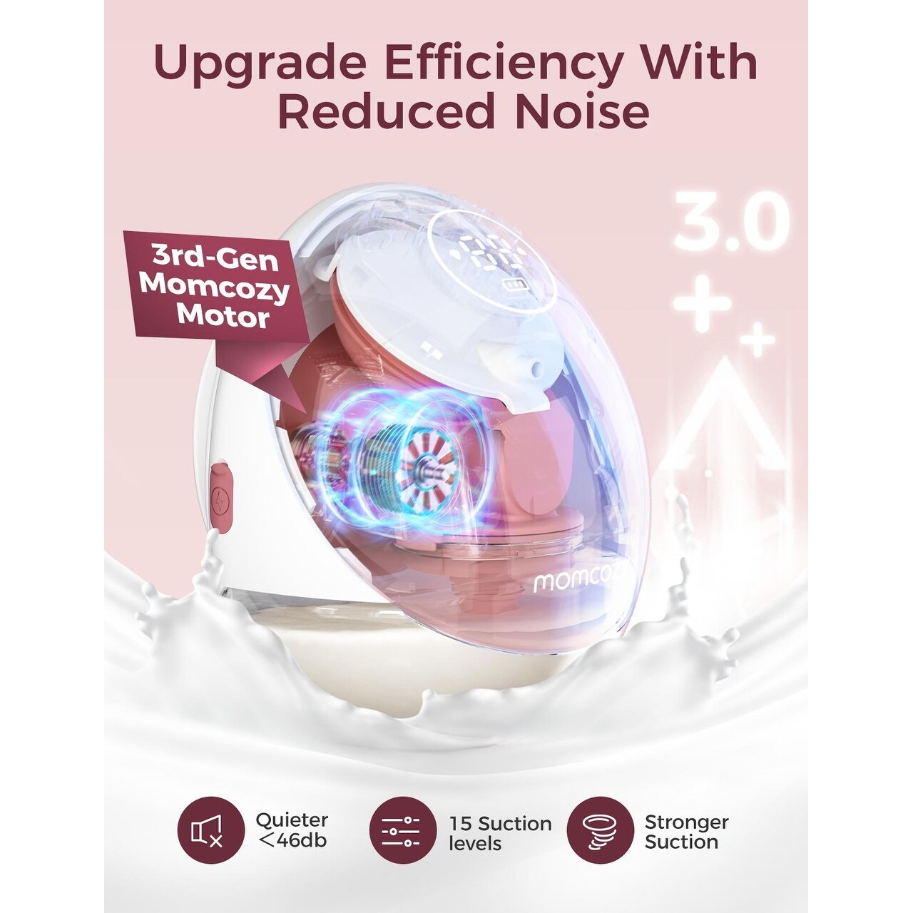 non☆mama M9 Mobile FlowHands-Free Breast Pump - Maroon - Double - Bed Bath