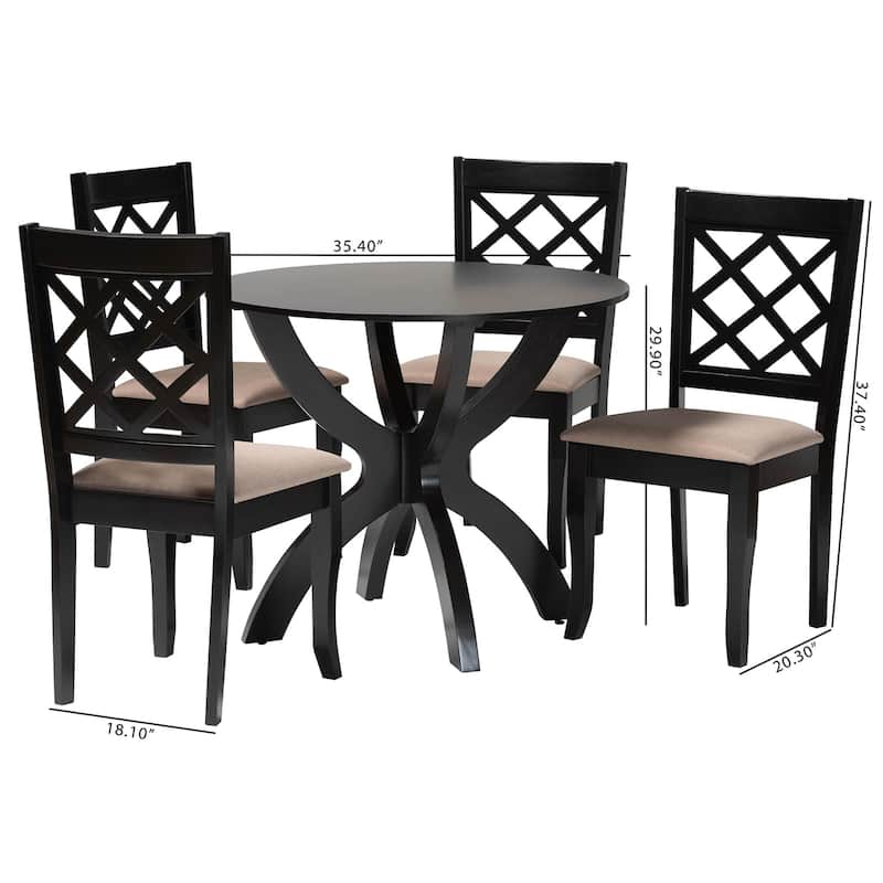 Savina Modern Fabric and Wood 5-Piece Dining Set